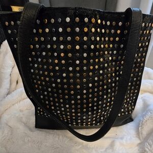 EUC Patricia Nash Leather Black Studded Large Tote